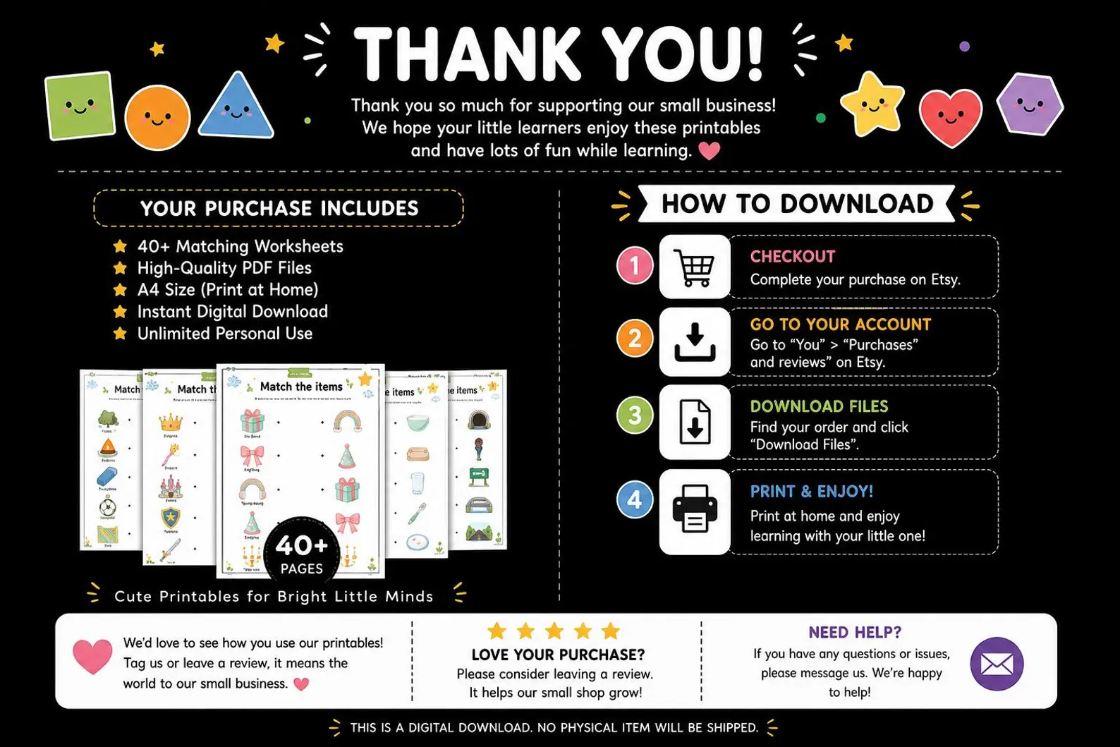 CuteLearner printable Printable Matching Worksheets, Kindergarten Learning Activity, Match the Picture, Educational Pages, Homeschool , Busy book, 40+ PDF — Mat — preview 10